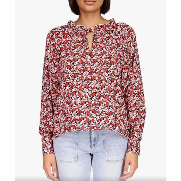 Sanctuary Floral Print Ruffle neck blouse Stitch Fix Size 1XL Cottagecore Office - Picture 1 of 8
